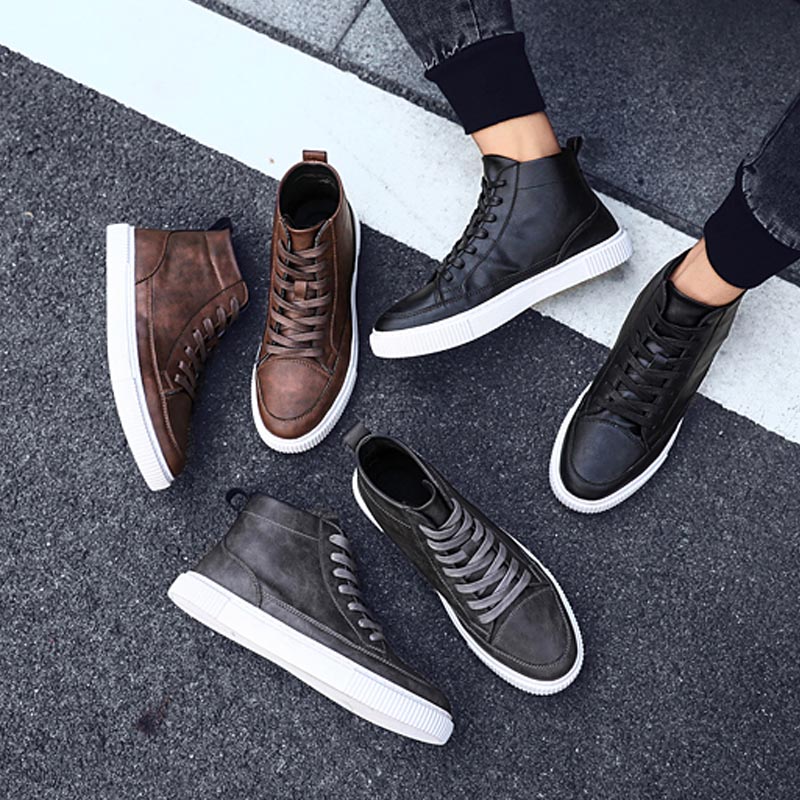 Title 1, All-Match Casual High-Top Leather Shoes For Stu...