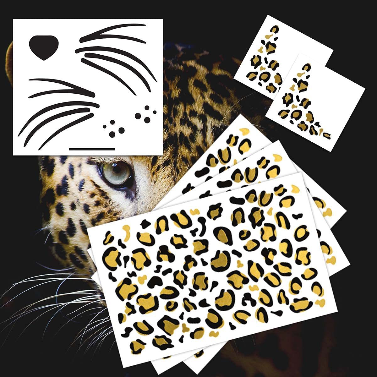 Title 1, Leopard Print Gliding Tattoo Sticker Metal Rewind