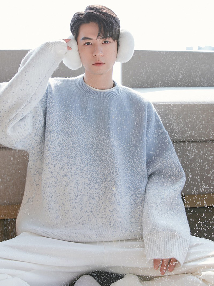 Men's Color Gradient Couple Sweater Loose Needle