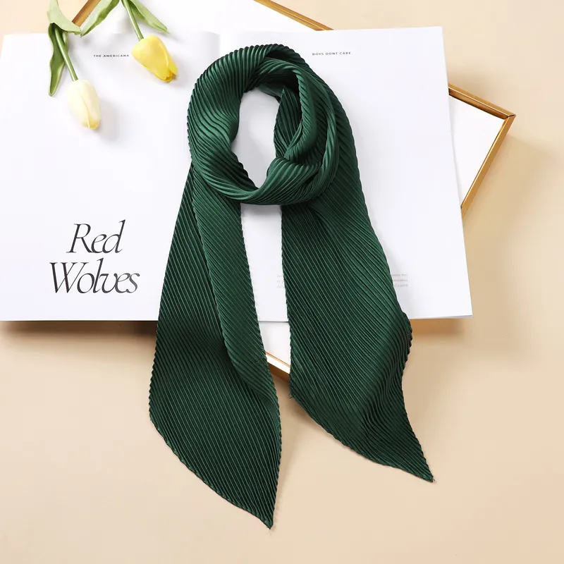 Color Blocking Small Ribbon Scarf Women's Pleated Hair Band - Yz1010-10X130Cm