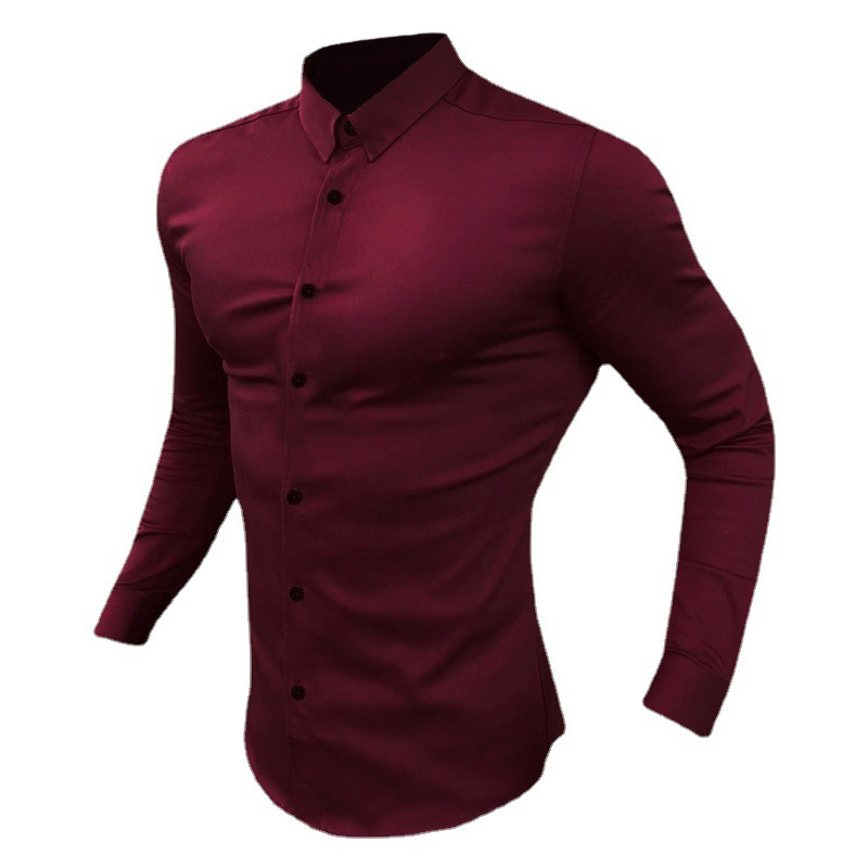 Muscular Trendy Men's Sports And Leisure Long-sleeved Lapel Shirt