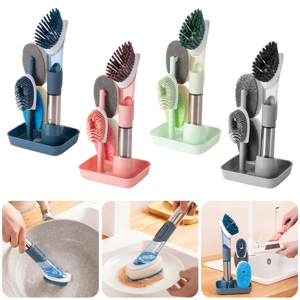 New Multifunctional Dish Brush Household Kitchen Oily Sponge Long