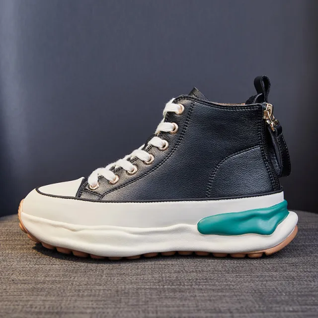 Fashion Spring And Autumn Thick Soled Casual Old Daddy Shoes Black - Shop at LoveMi