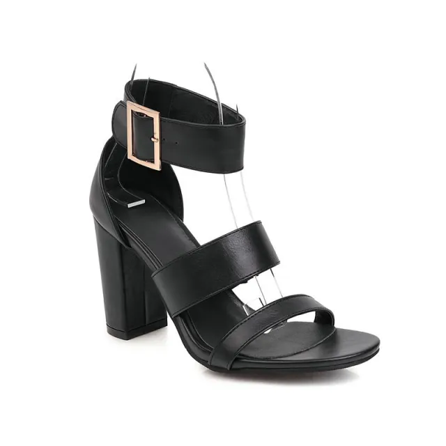 Women's Sexy Ankle Strap Chunky Heel Sandals Black - Shop at LoveMi