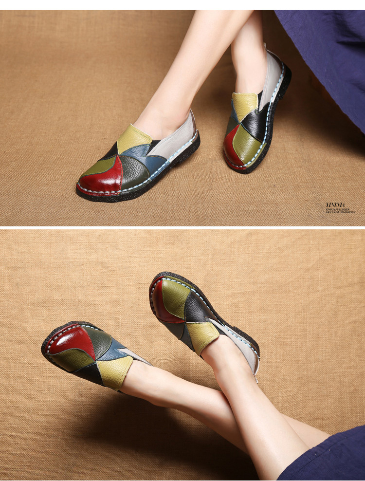 Title 5, Colorblock Retro Flat Heel Shoes