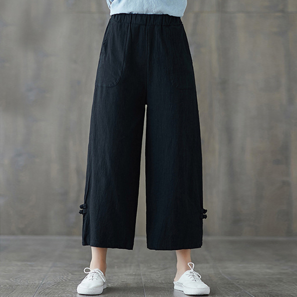 Title 2, Ethnic style retro cross-leg wide-leg pants