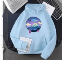 Spring And Autumn New Korean Version Harajuku Hooded Sweater Men's And Women's Picture Printed Casual Sweatshirt Light Blue - Shop at LoveMi