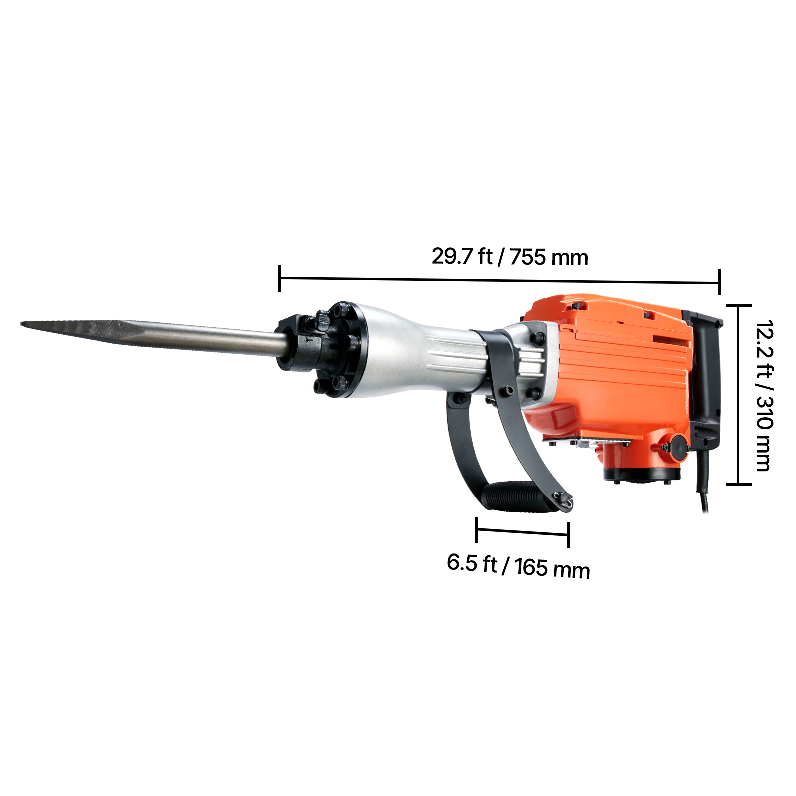 VEVOR Demolition Jack Hammer Concrete Breaker 2200W Electric Hammer 6 Chisel Bits image 6