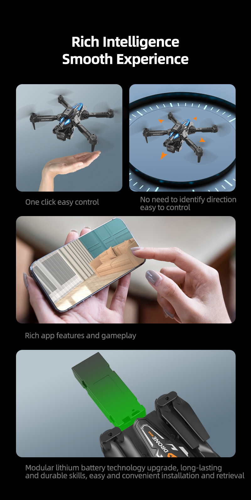 C10 Black - Triple Camera - Dual Electric Drone-BLACK detail