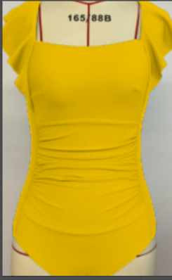 Women's Yellow Flat Collar New Fashion Swimsuit