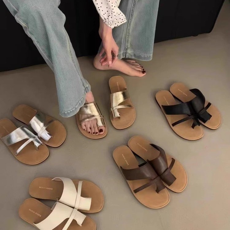 Women Minimalist Criss Cross Strap Flat Slide Sandals, Soft Suede Like Insole Summer Casual Outdoor Beach Daily Wear Slippers