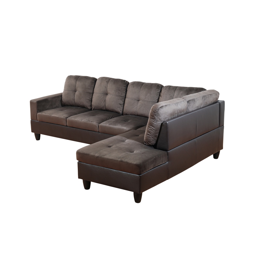 Pickup Only--Dark Brown Flannel And PVC 3-Piece Couch Living Room Sofa Set