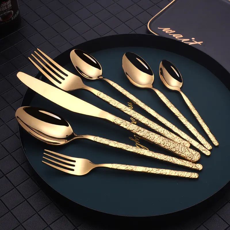 Embossed Textured Handle Steak Cutlery Western