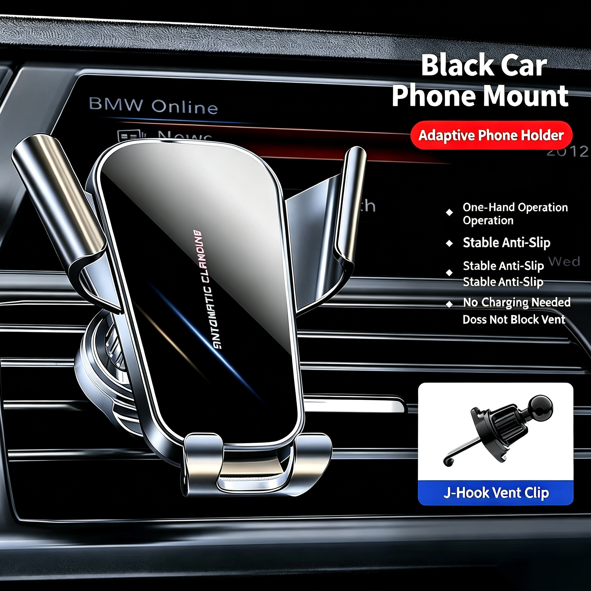 New Car Phone Mount Air Vent Universal Phone Holder Anti Shake Hook Clip Cell Phone Stand For Car Navigation image 2