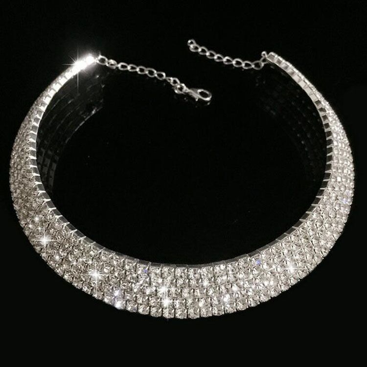 Personalized Fashion Necklace Super Gorgeous Full Rhinestone Multilayer Chain