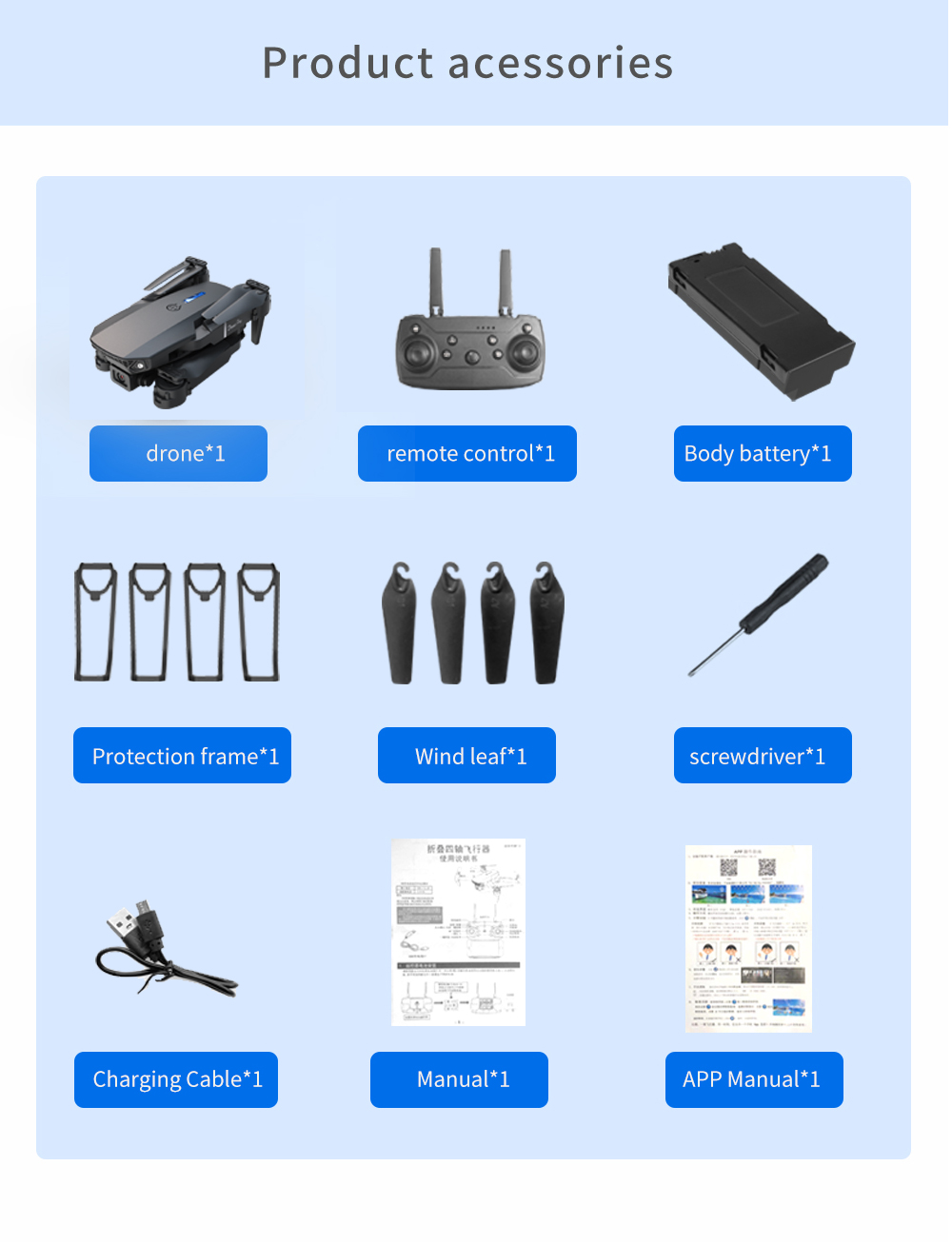 E88Pro Dual Camera Dual Electric Drone detail