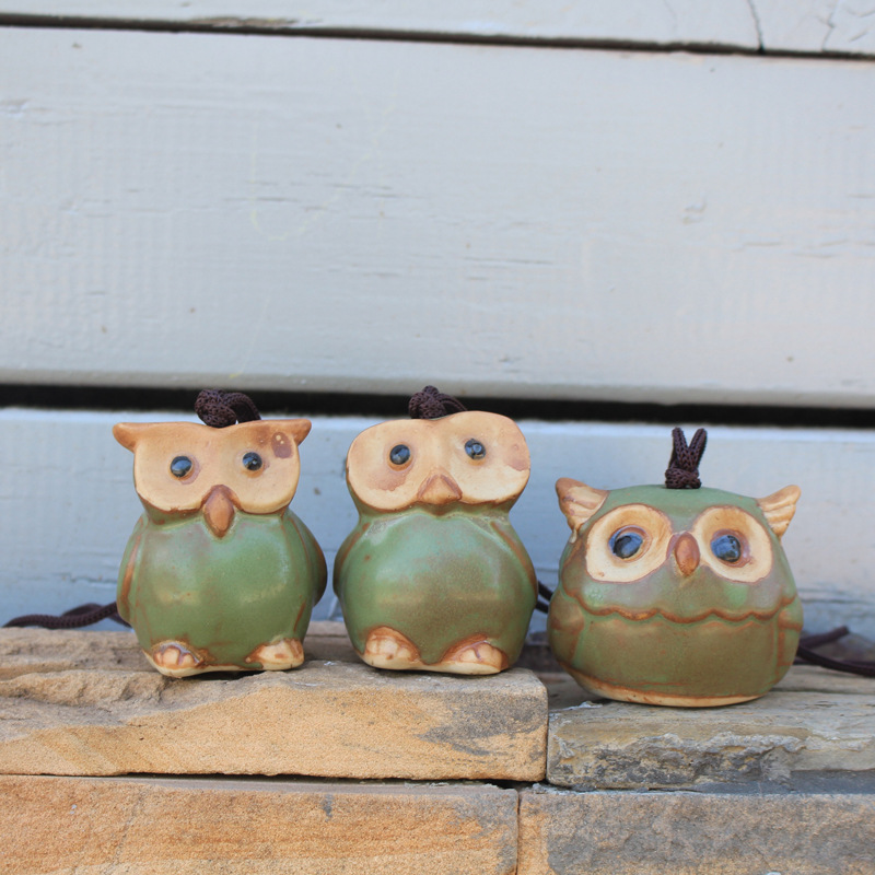 Ceramic Bell And Wind Chimes Kiln Baked Owl