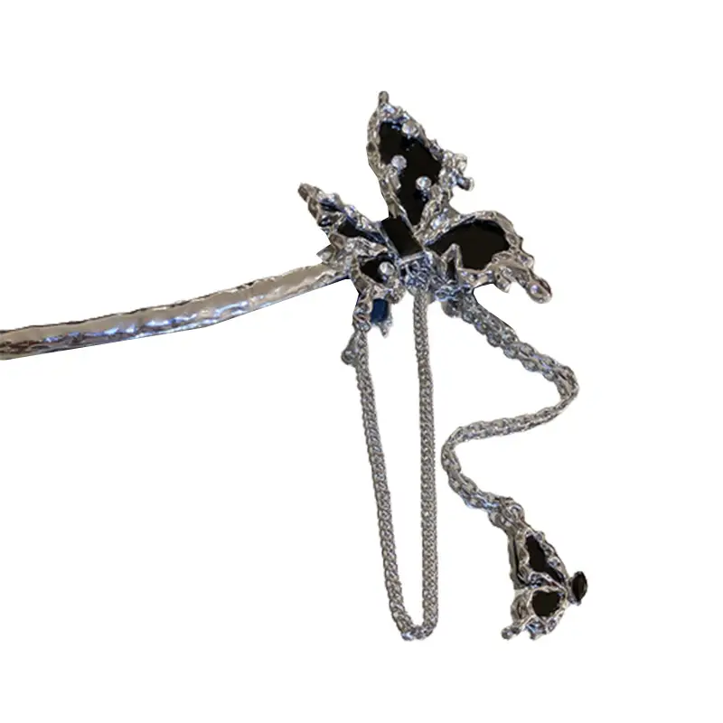 Metal Irregular Butterfly Tassel Hairpin Girl