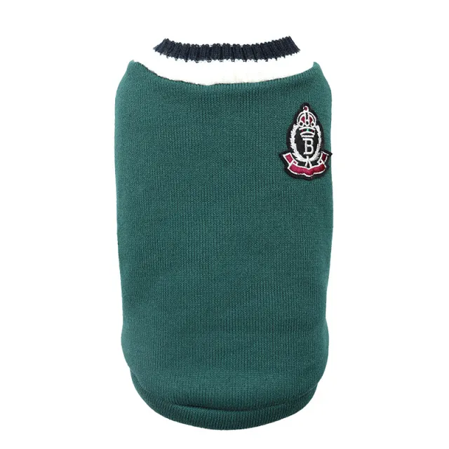 Pet Autumn And Winter Knitted V neck College Vest Green - Shop at LoveMi