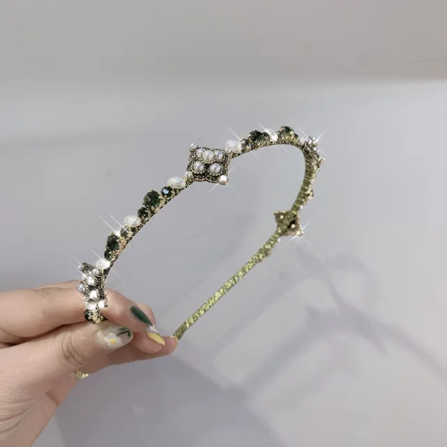 Vintage Full Diamond Crystal Sweet Hair Band Small Pearl - Shop at LoveMi