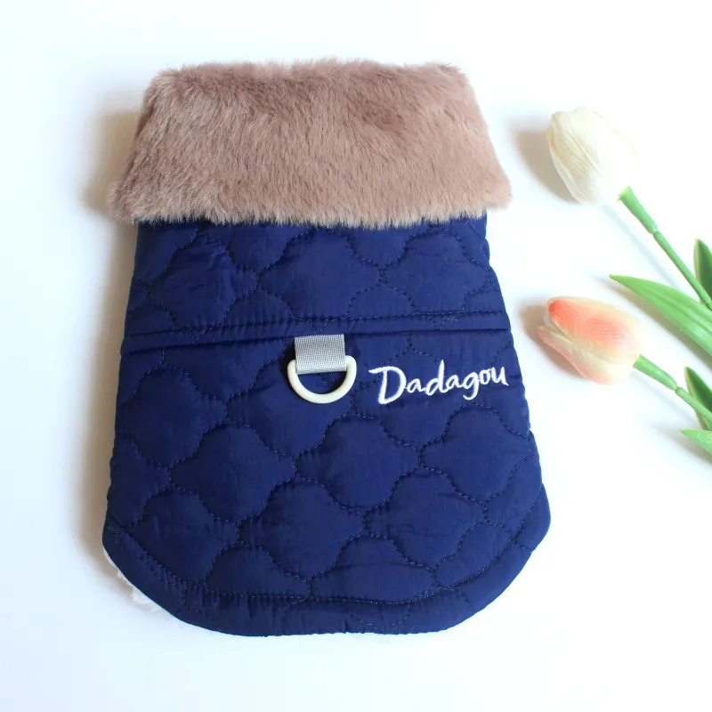 Thickened Vest Cat Puppy Pet In Winter - Navy Blue