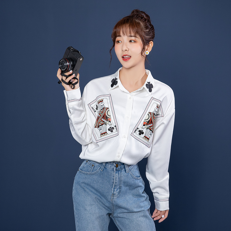 Cardigan Black Plum Embroidered Outline Shirt