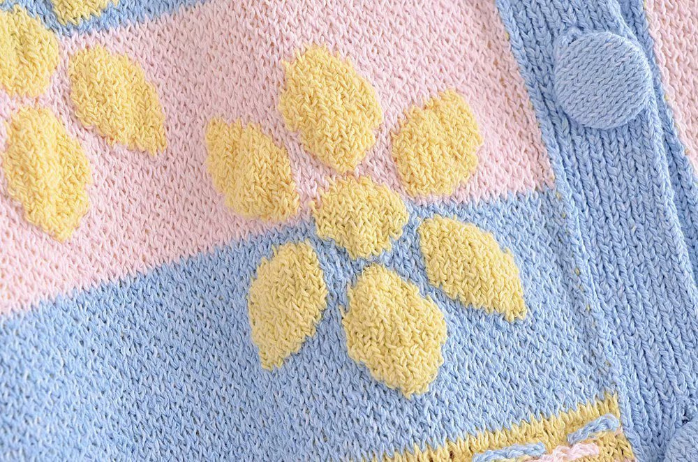 Gentle And Sweet Patchwork Floral Knitted Sweater