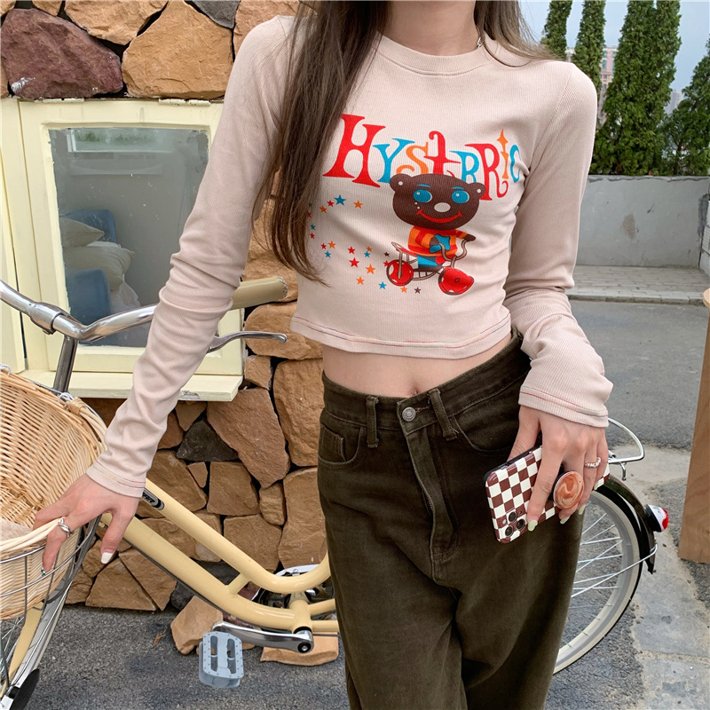 Title 8, Womens Long Sleeve Vintage Khaki Graffiti T-Shirt