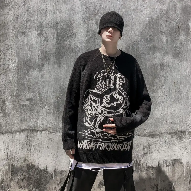 Autumn And Winter Thick Embroidered Hip-hop Long-sleeved Couple Sweater
