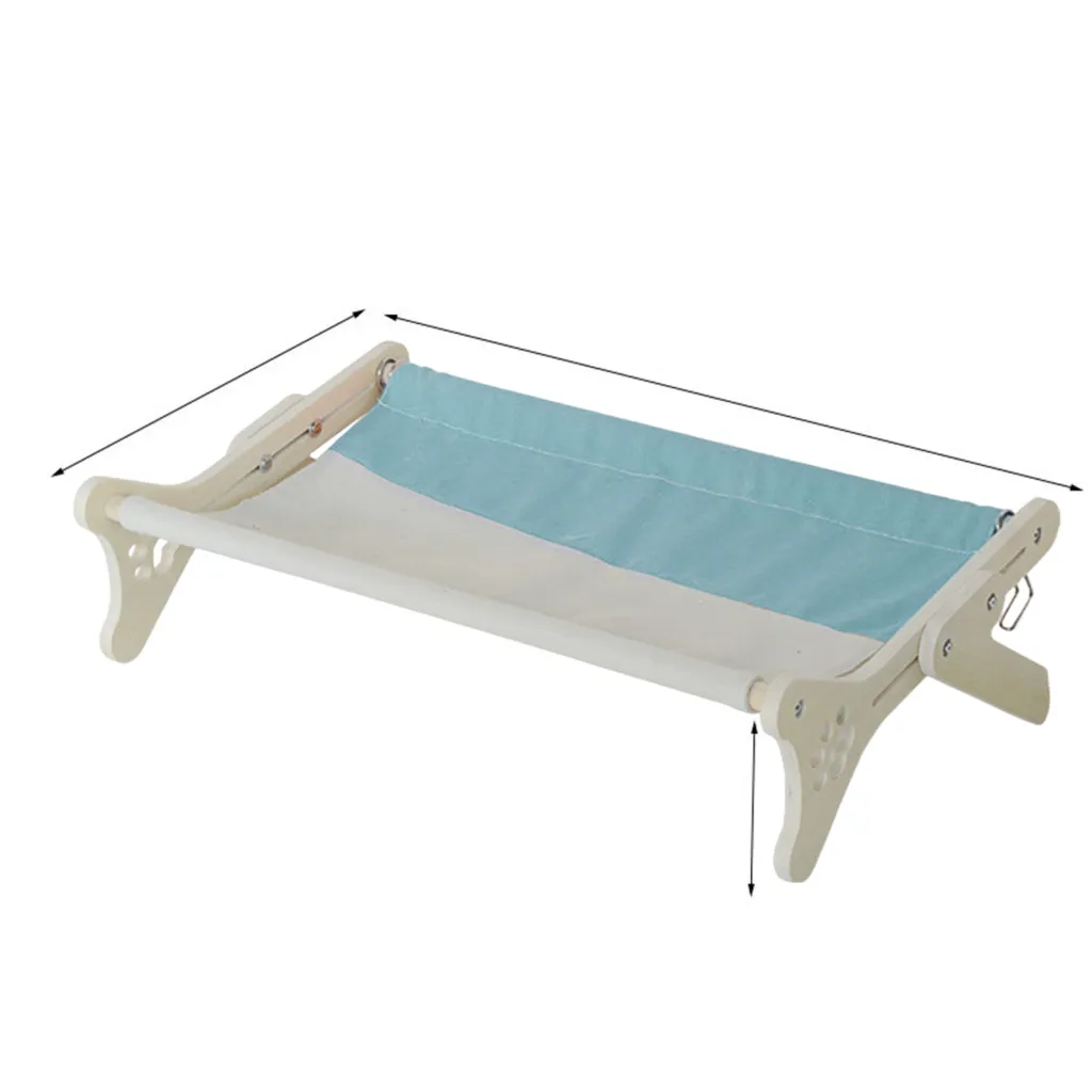 Solid Wood One-piece Cat Hanging Bed Windowsill Sunbathing - Blue Grey