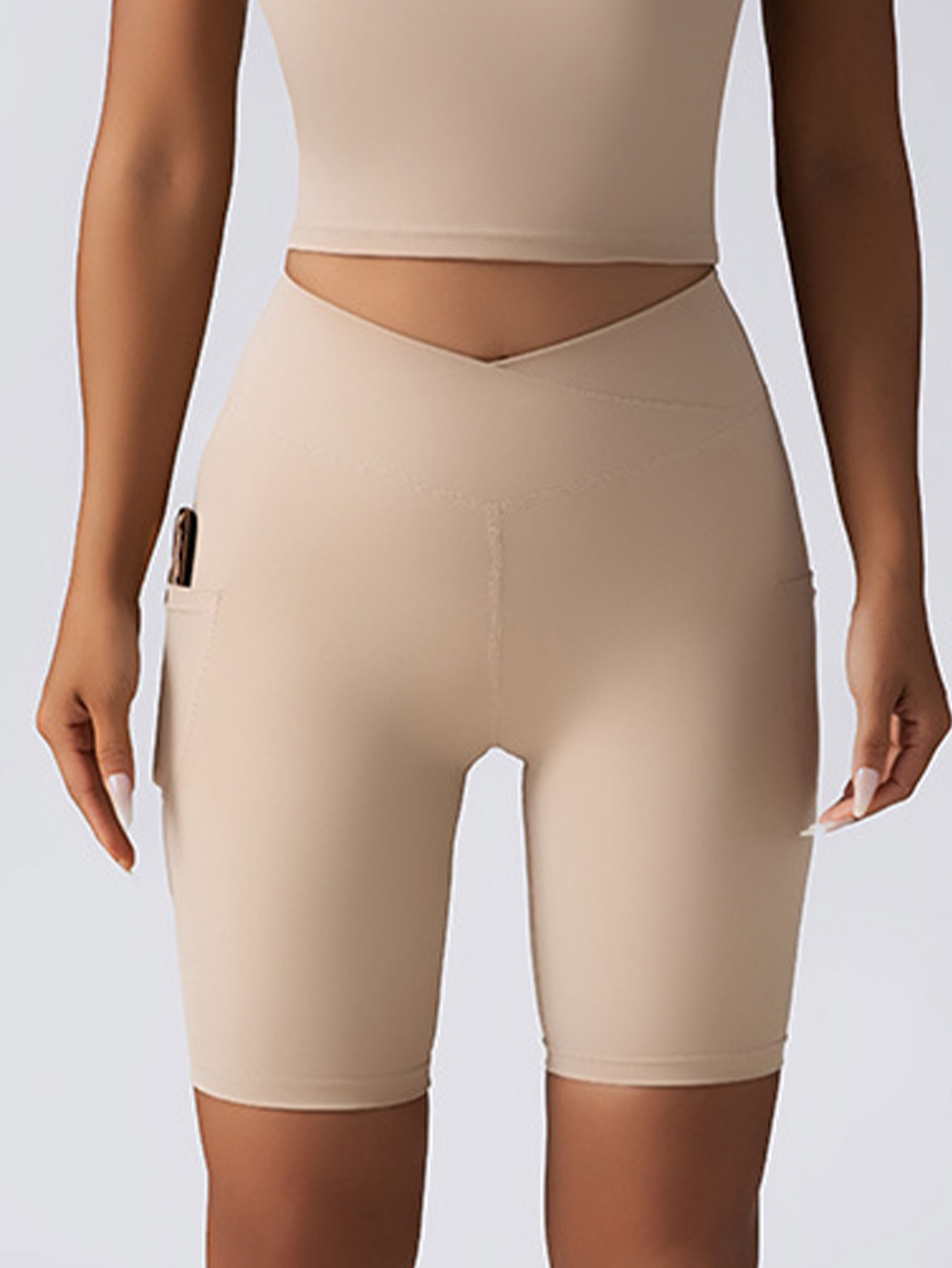 Women’s High Waist Yoga Shorts With Pockets – Tummy Control, Running, Workout - Picture 13 of 14