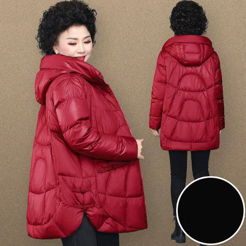 Glossy Down Cotton Jacket Mid-length Plus Size