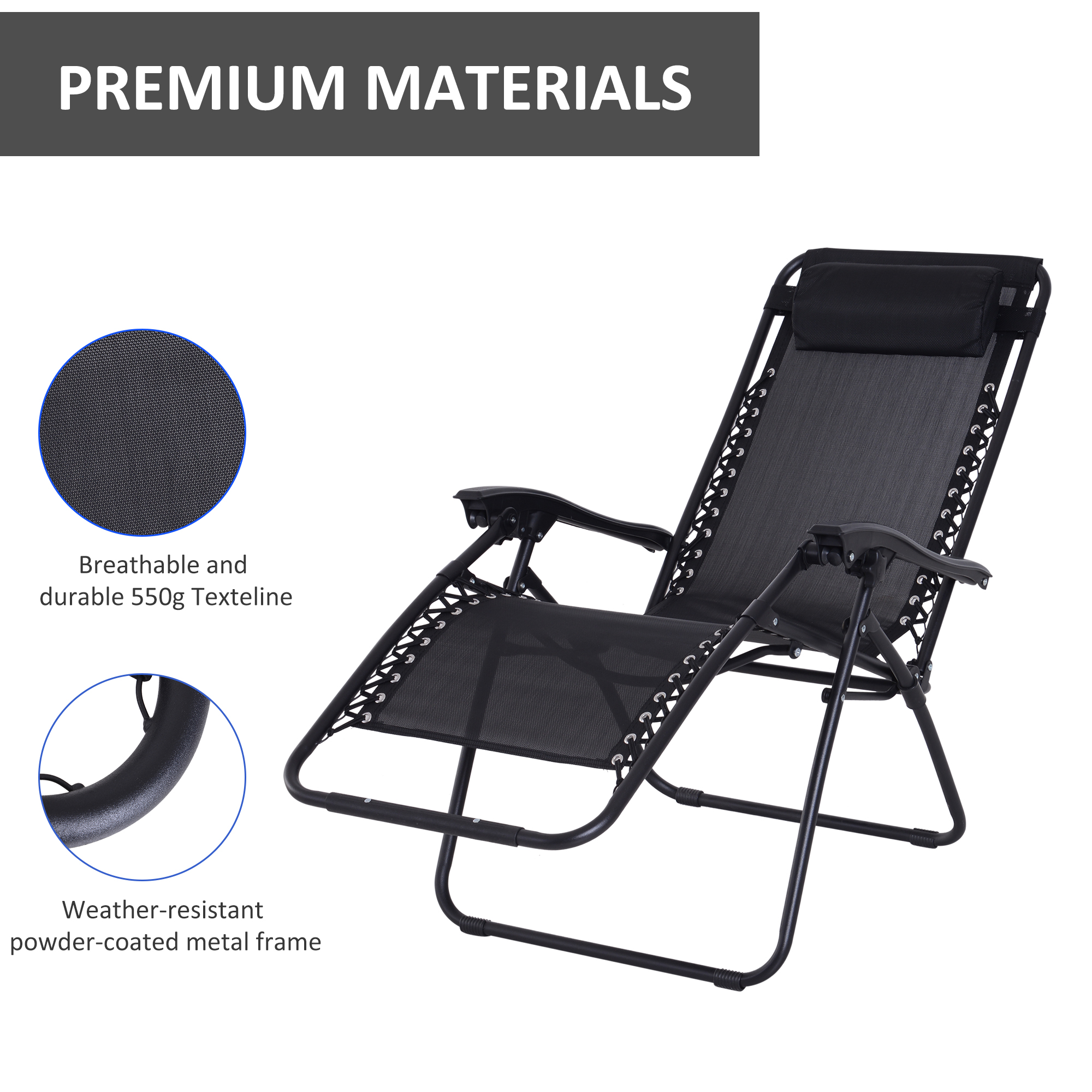 Zero Gravity Chair, Metal Frame, Teslin Fabric, Outdoor Folding Lounge