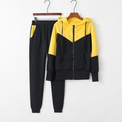 Fashion Sexy Stitching Casual Sports Hooded Suit