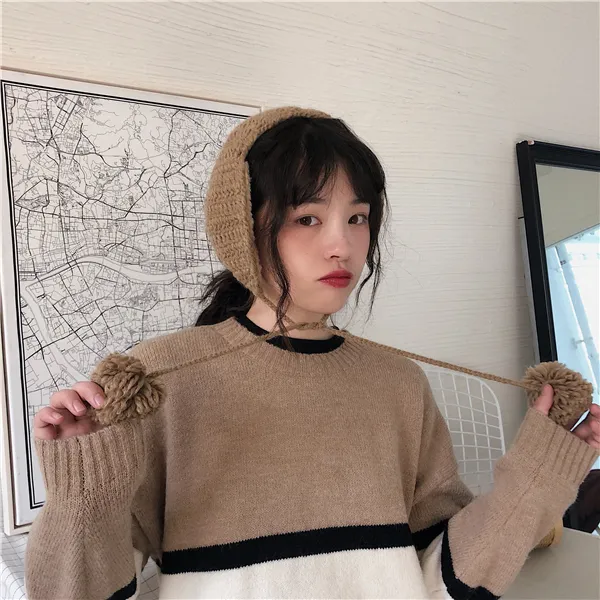 Autumn And Winter Cute Earflaps Warm With Velvet Earmuffs Camel - Shop at LoveMi