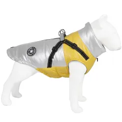 Windproof And Warm Reflective Webbing Big Dog Cotton Coat Pet Clothing - White Yellow - View 1