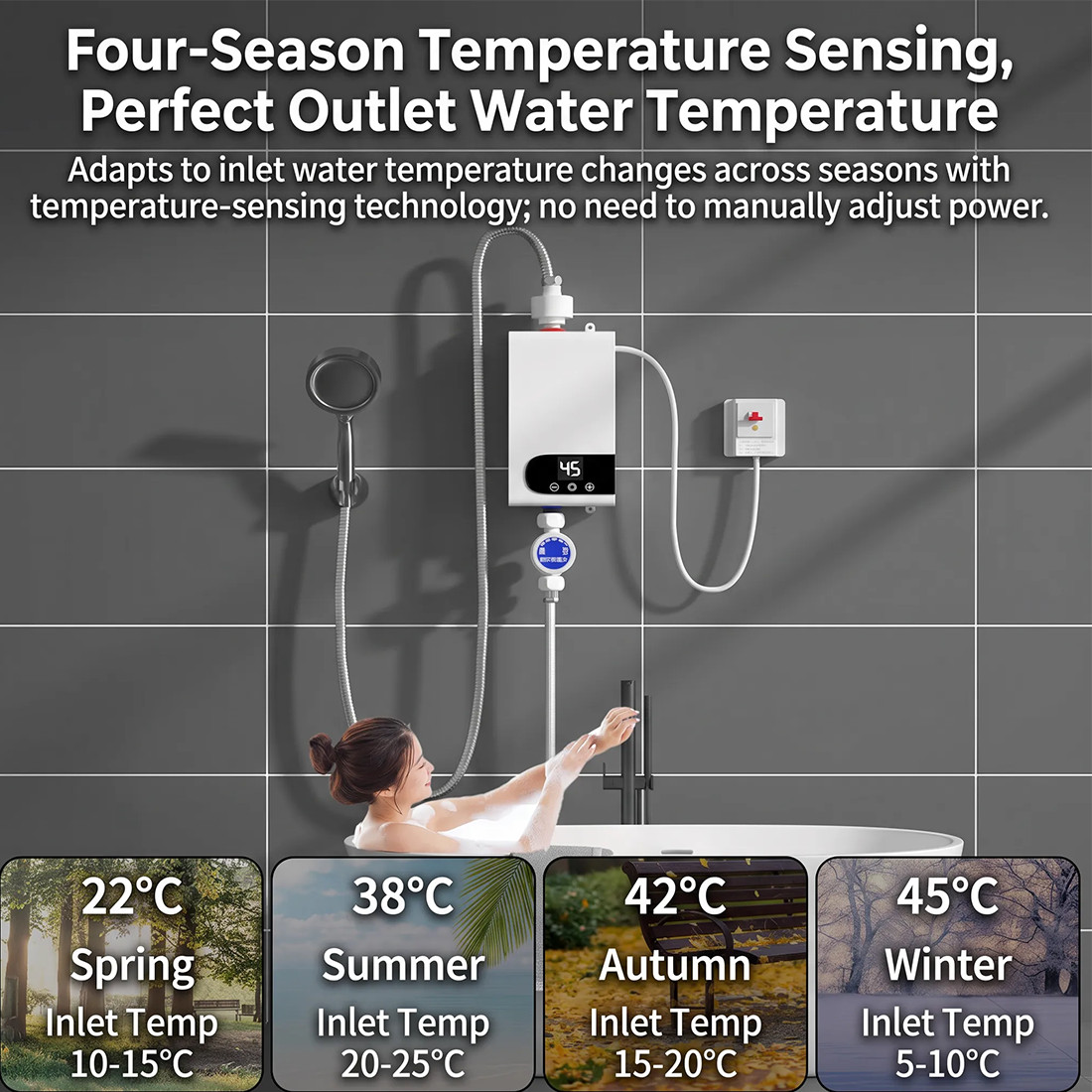 Electric Tankless Instant Water Heater Under Sink Tap Kitchen Bathroom 5500W — image 4