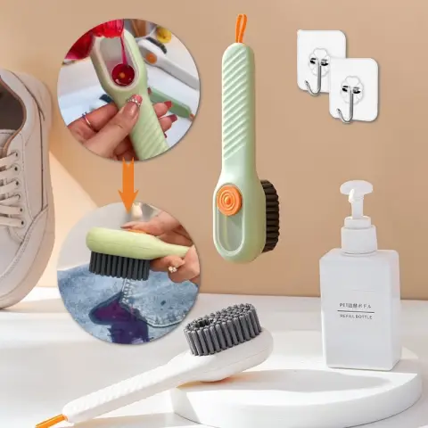 Multifunctional Soft-bristled Shoe Brush Long Handle Automatic Liquid Adding