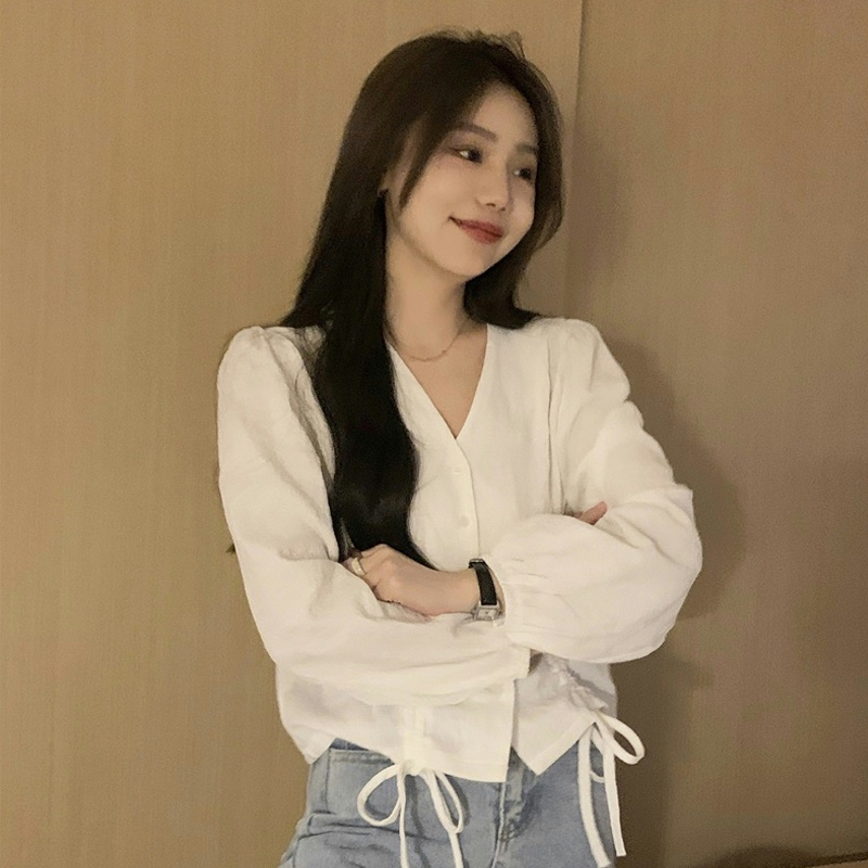 Women's Hong Kong Style Design Long Sleeve Temperament Shirt