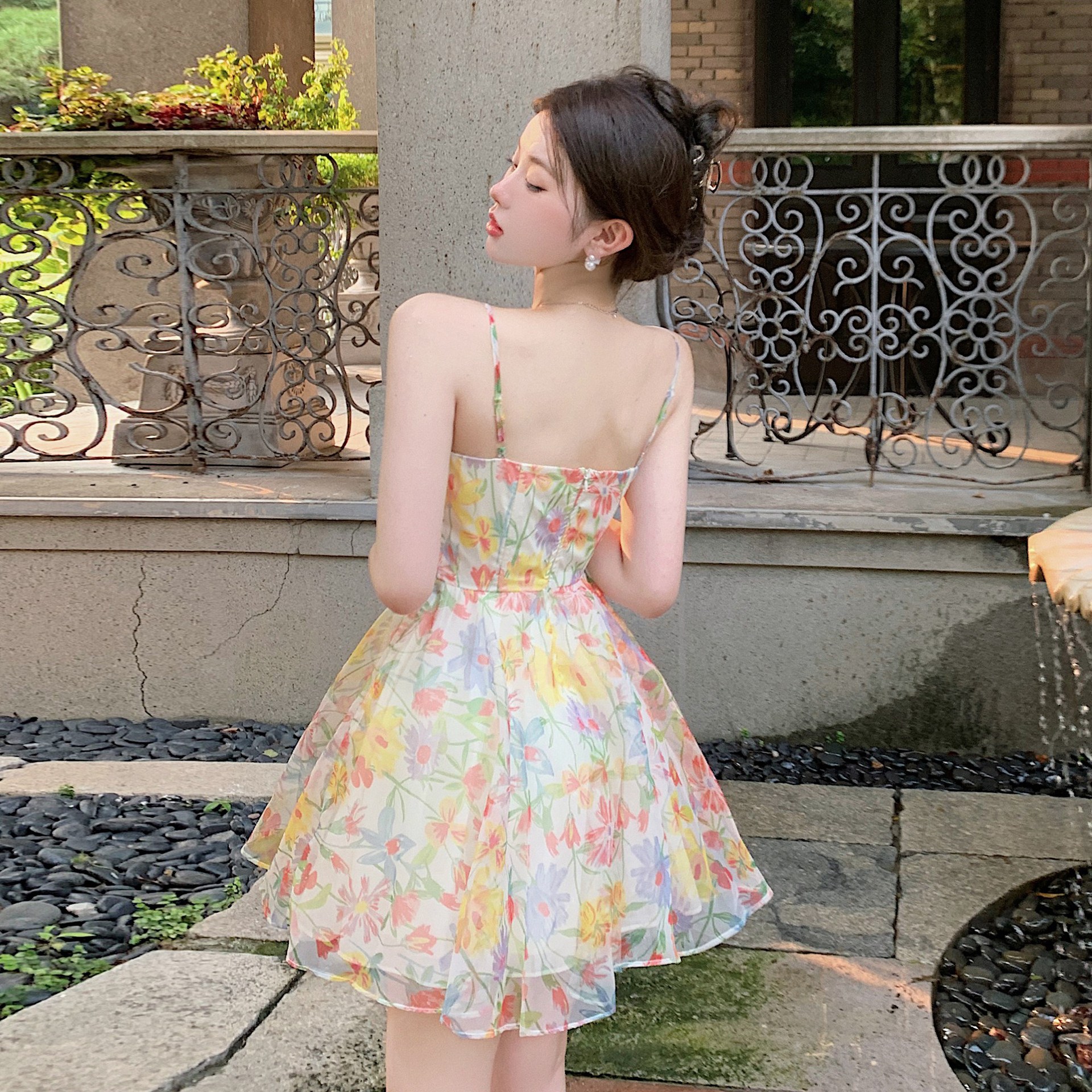 Floral Suspender Midi Dress, picture 4 of 5