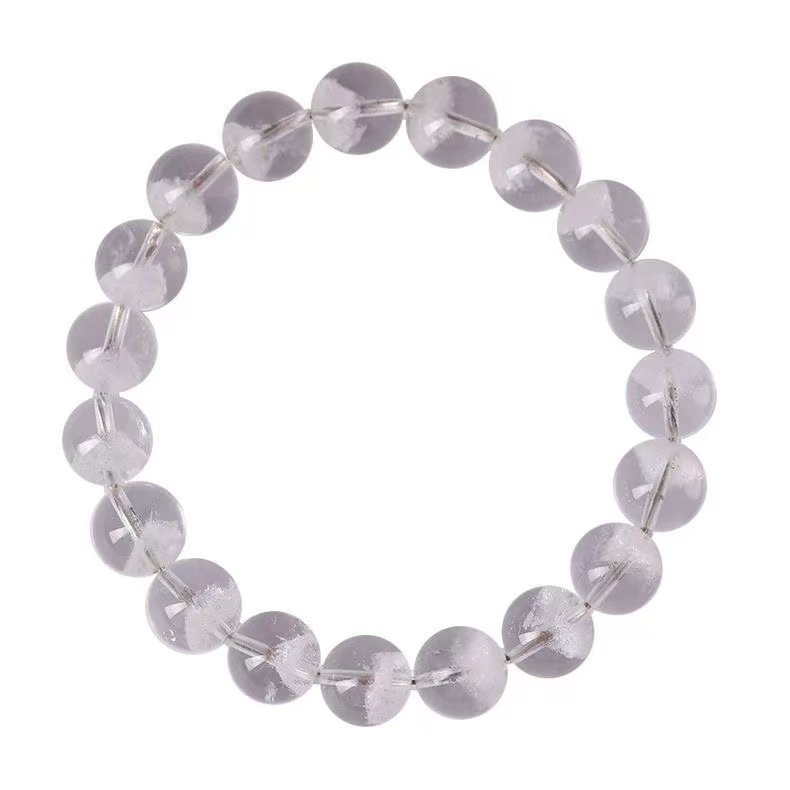 Natural Amethyst Bracelet Light Purple Round Beaded Chain Energy Jewelry For Women