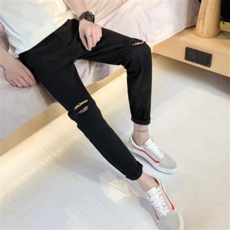 Title 5, Mens Ripped Jeans Ninth Slimming Pants Slim Fi...