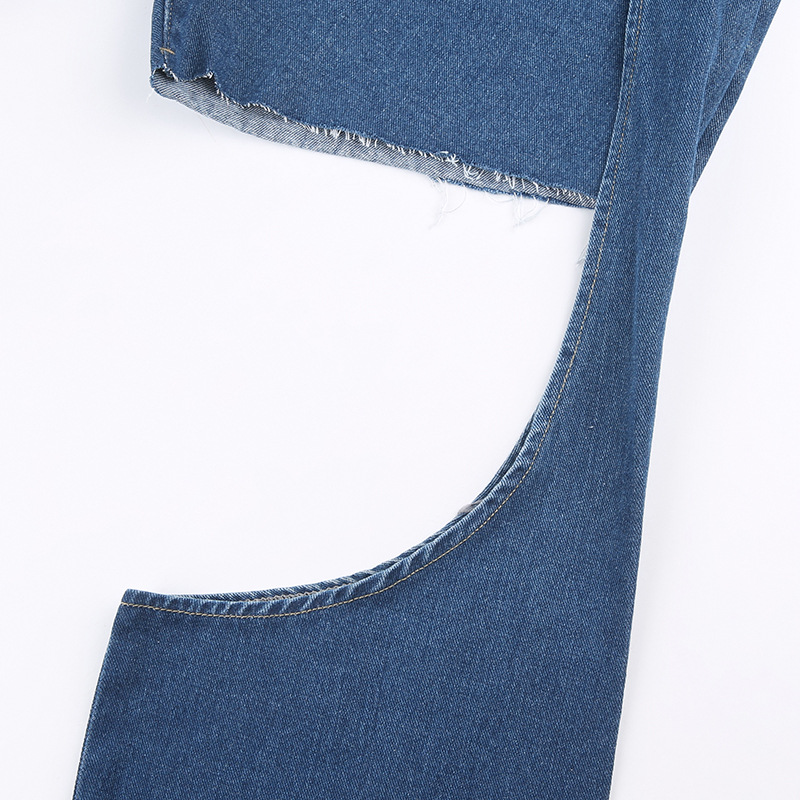 Title 8, Design Sense Irregular Hollow Straight Jeans