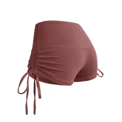 Fitness Yoga Shorts Women's Outer Wear Fitness Exercise Large Drawstring High Elastic Peach Hip - Bean Paste - View 1