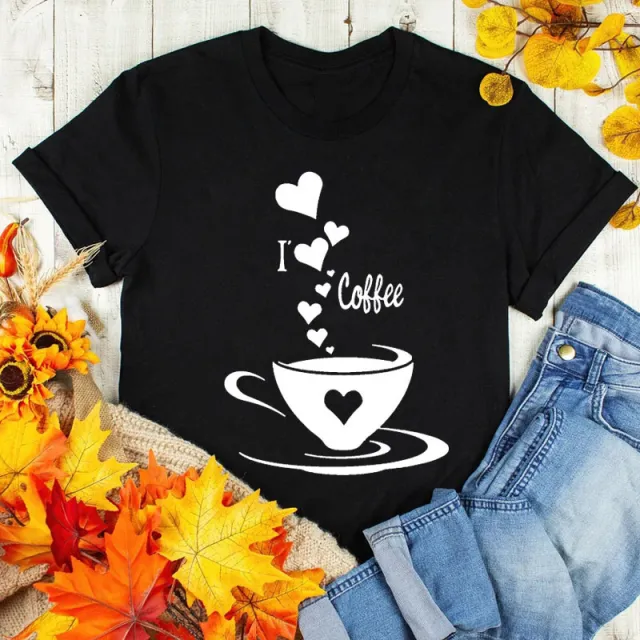 Coffee Love Casual Graphic Short Sleeve T Shirt Black E - Shop at LoveMi