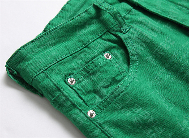 Title 7, Groene jeans met digitale print, modieus, midde...