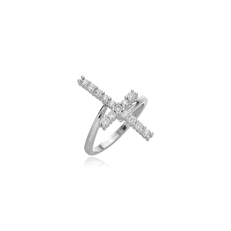 Recommend Super Cool Cold Wind Cross Micro-inlaid Zircon