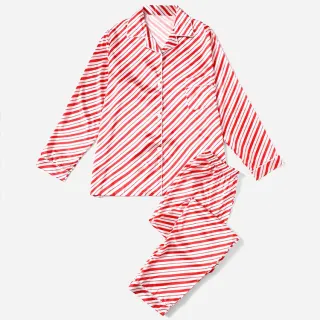 Christmas Family Parent-child Striped Pajamas Housewear Suit - Striped Women