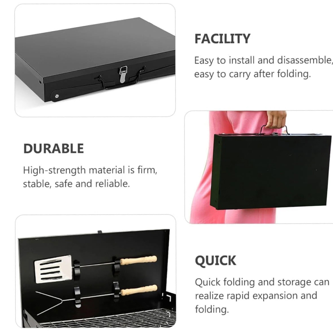 Portable Folding Charcoal BBQ Barbecue Camping Grill Travel Picnic Outdoor UK — foto 9