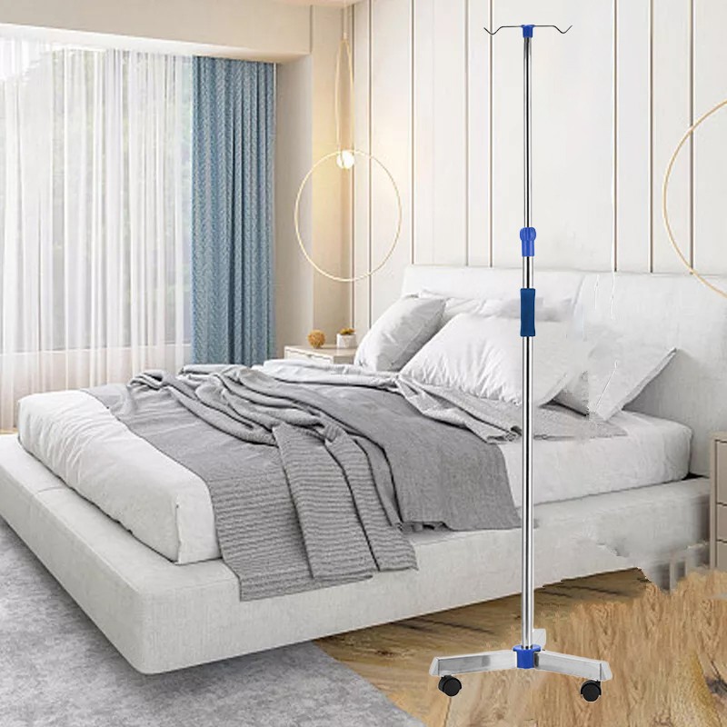 Adjustable IV Pole Stainless Steel IV Drip Stand With Wheels For Home Clinic Z 10